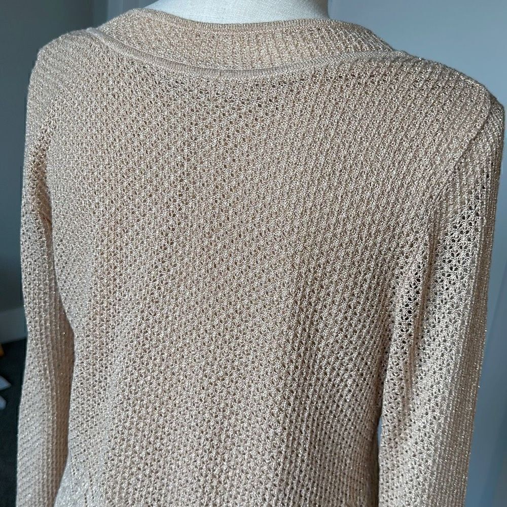 Gold V Neck Knit Sweater - Picture 6 of 8